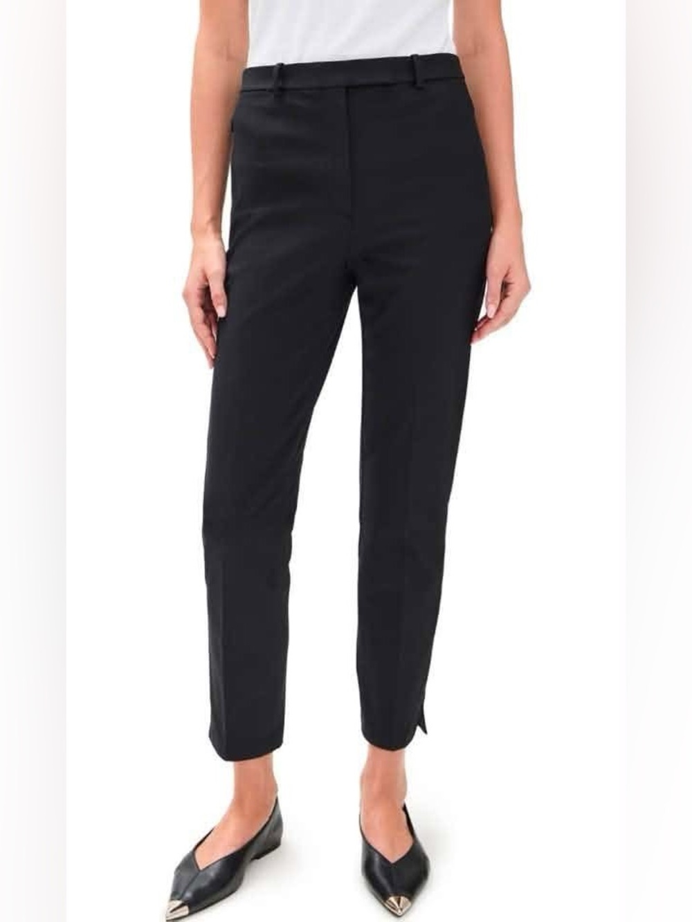 NWT - THEORY - Black Bi-stretch High Waisted Taper ankle Pant. Size 12
